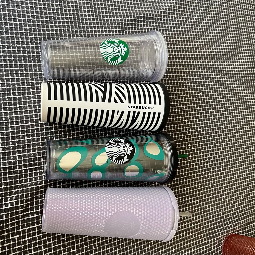 4 STARBUCKS TUMBLERS SEE DESCRIPTION